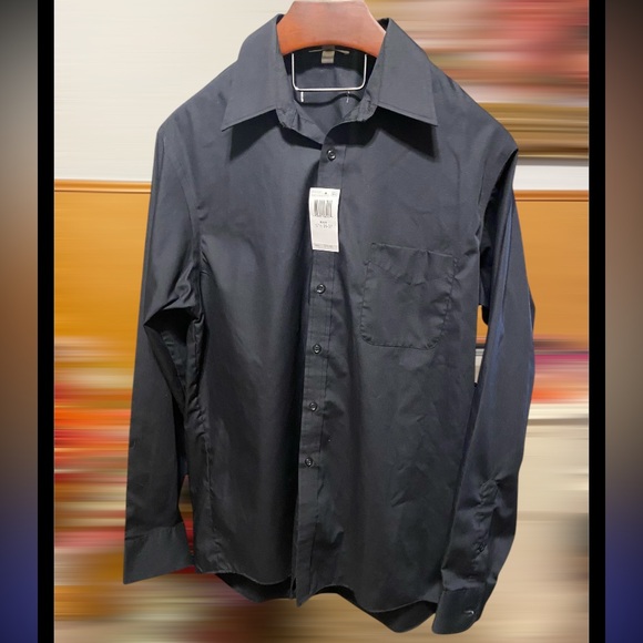 Men’s Black Dress Shirt Size Large 16 1/2  36/37  Sharp! MSRP 79.50 - Picture 4 of 7
